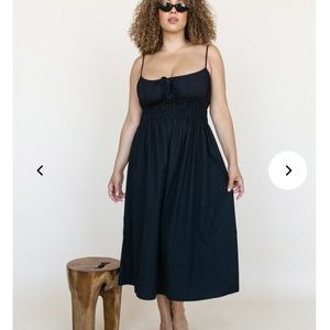 Ciao Lucia Black Midi Dress with Spaghetti Straps